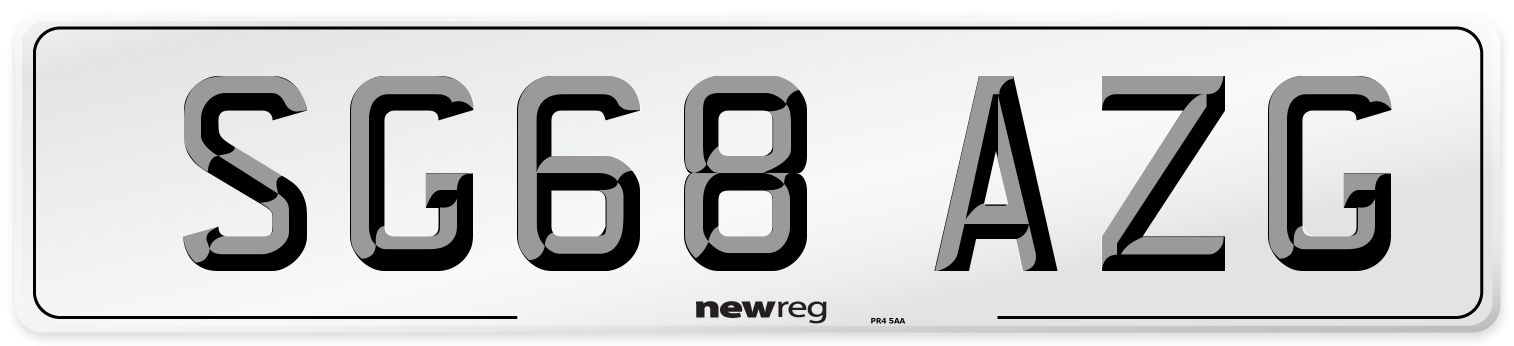 SG68 AZG Number Plate from New Reg